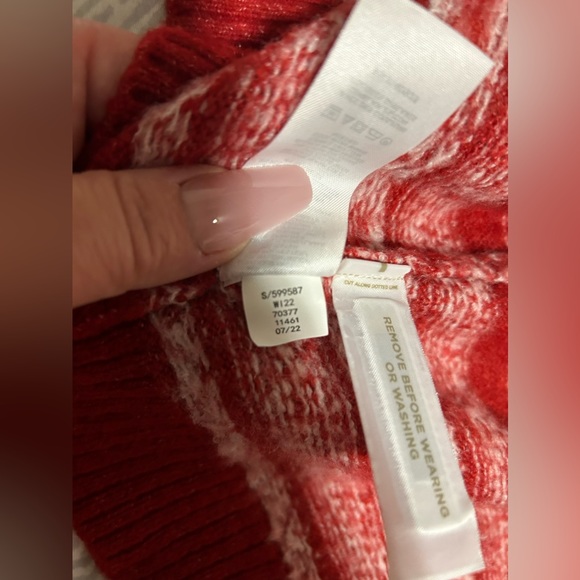 Loft red& cream patterned cardigan-size m - Picture 7 of 7